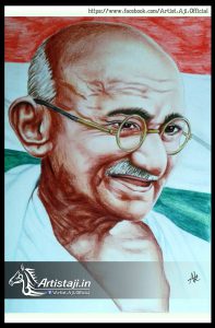 Color Pencil Drawings Of Mahatma Gandhiji