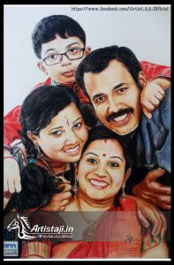 Colour Pencil Drawings Of a Family