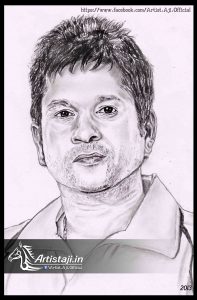 Drawings of Sachin Tendulkar Done By Artist Aji